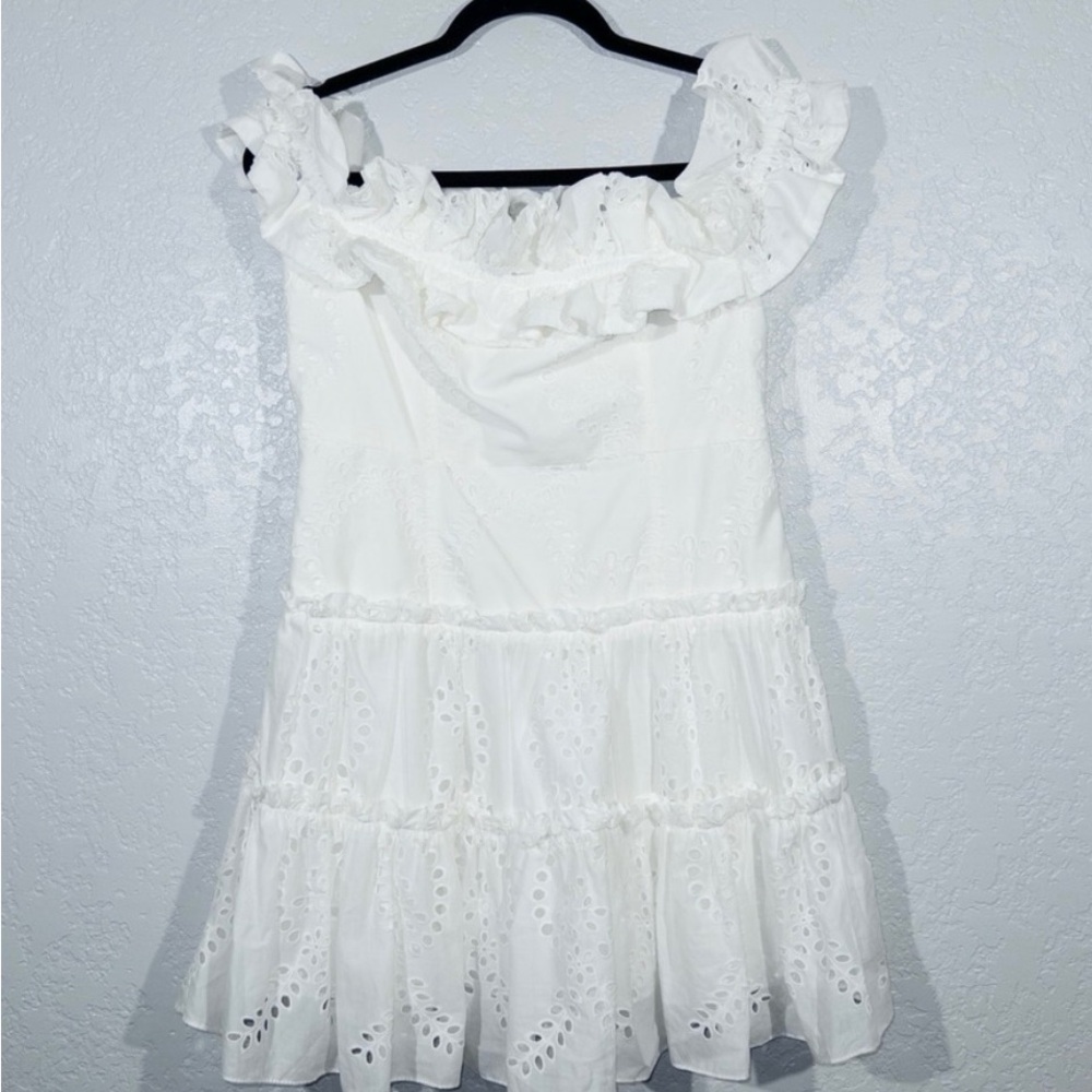 Zara White Ruffle Mini Dress - Picture 2 of 2